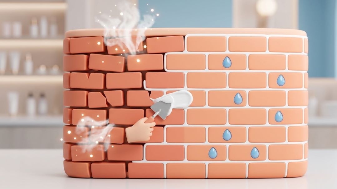 Hautbarriere reparieren: stilisierte Darstellung der Haut als Mauer, um ihre Funktion zu erklären